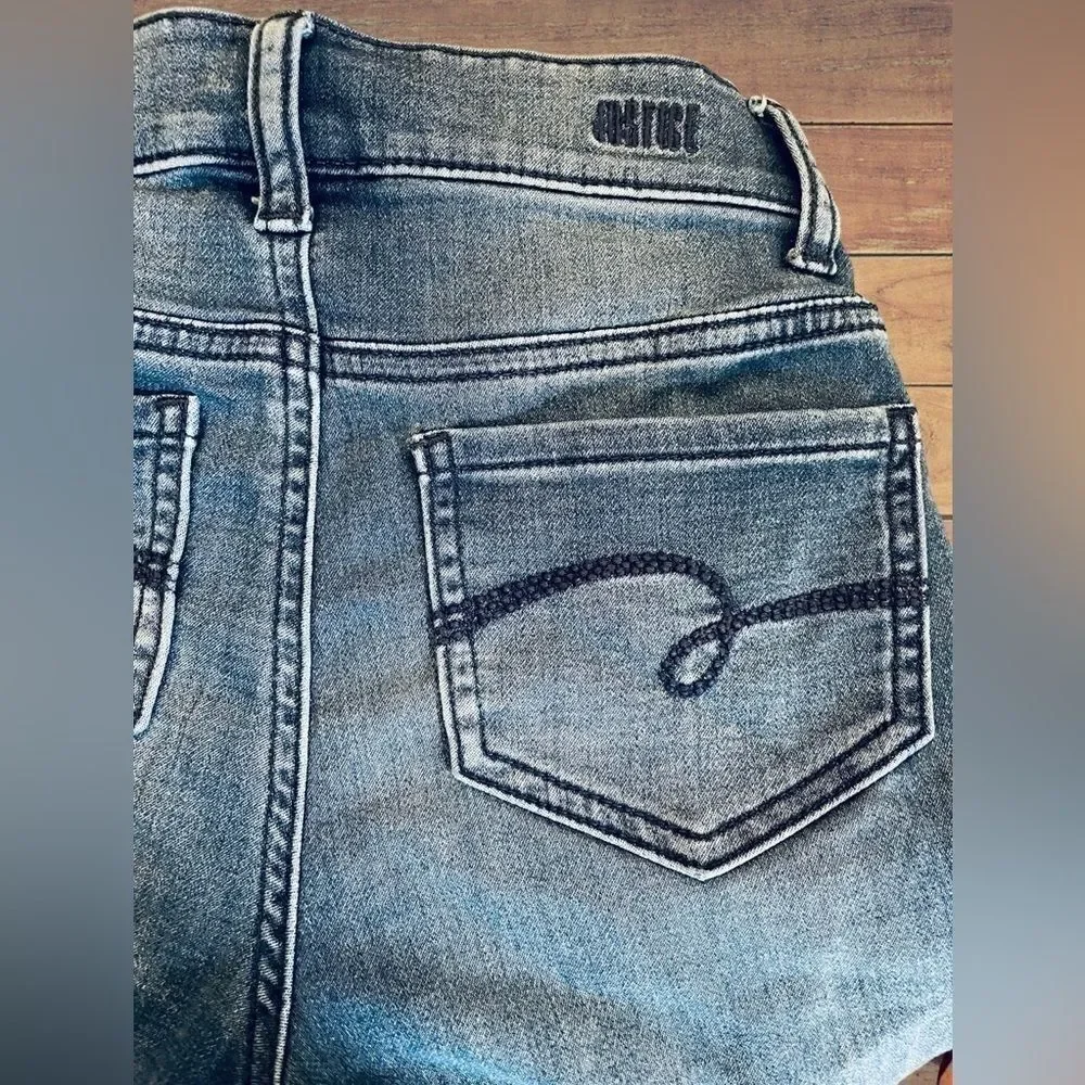 Justice Jeans Girls Size 12 Slim High Rise Denim Jeggings • Dark Wash Snap Fly